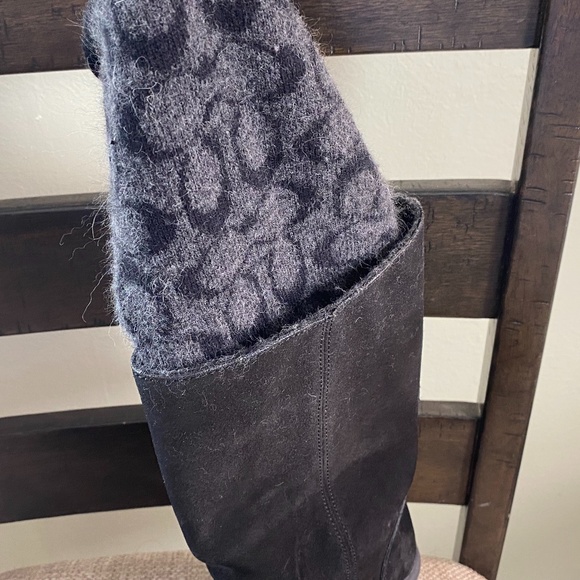 Coach; Tatum boot; black suede with gray/black faux sock lining;; size 6.5 - Picture 6 of 9